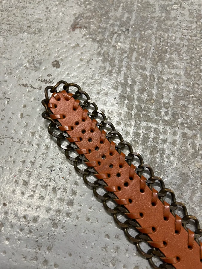2000s Dolce & Gabbana Brown Leather Metallic Armband - Image 7
