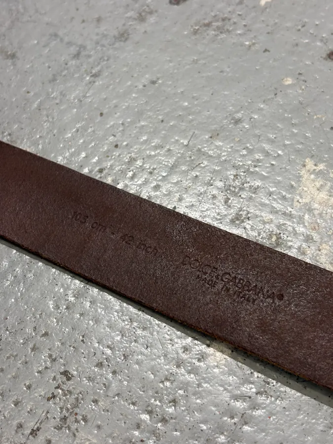 2000s Dolce & Gabbana Brown Leather Oval Buckle Belt - Image 7