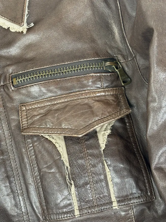 2000s Dolce & Gabbana Brown Leather Rodeo Jacket - Image 9