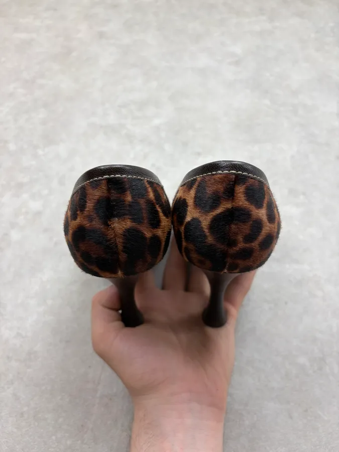 2000s Dolce & Gabbana Brown Leopard Ponyhair Heels - Image 6
