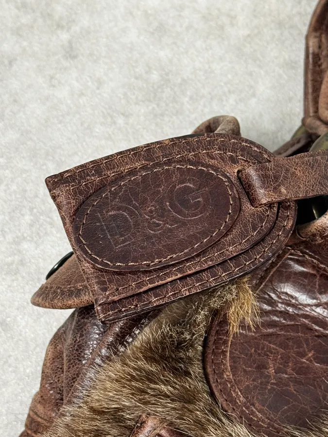 2000s Dolce & Gabbana Brown Multi-Pocket Fur Handle Bag - Image 11