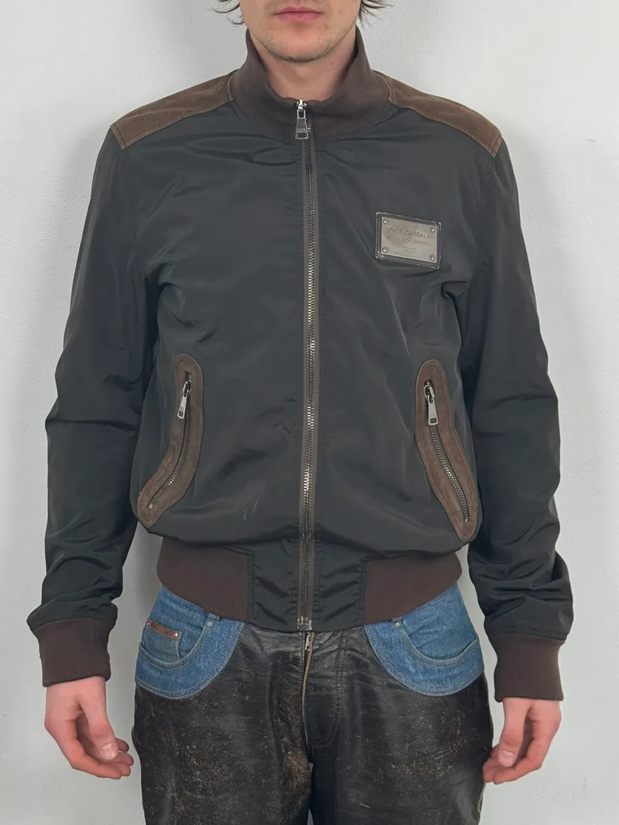 2000s Dolce & Gabbana Brown Nylon Signature Jacket - Image 2