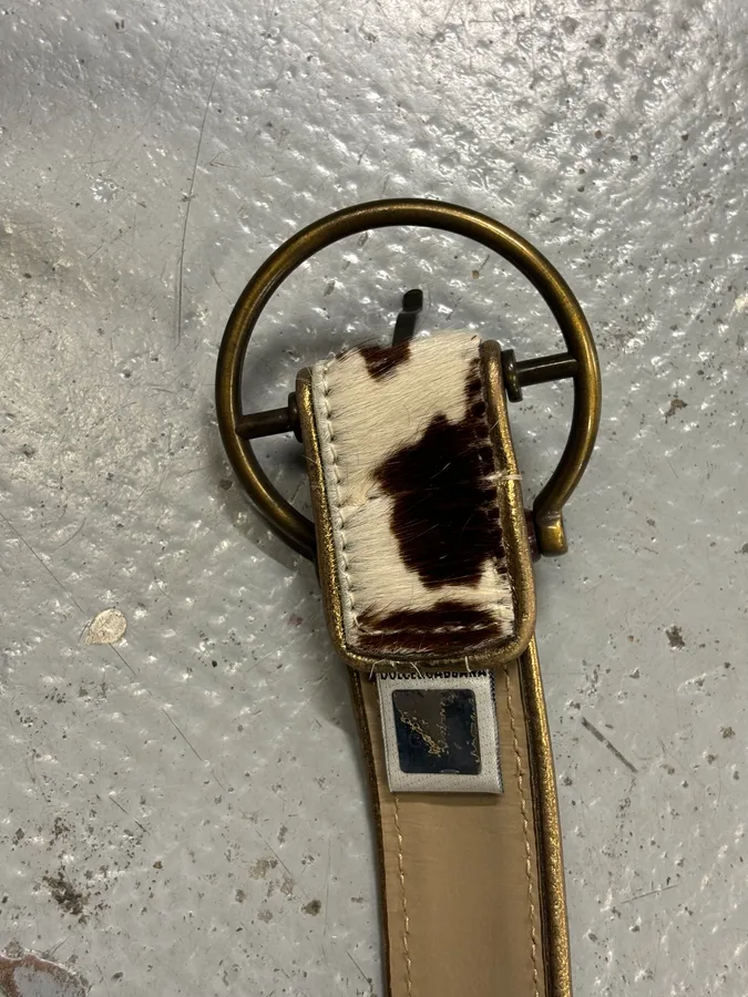 2000s Dolce & Gabbana Brown Pony Hair Leather Cowhide Belt - Image 6