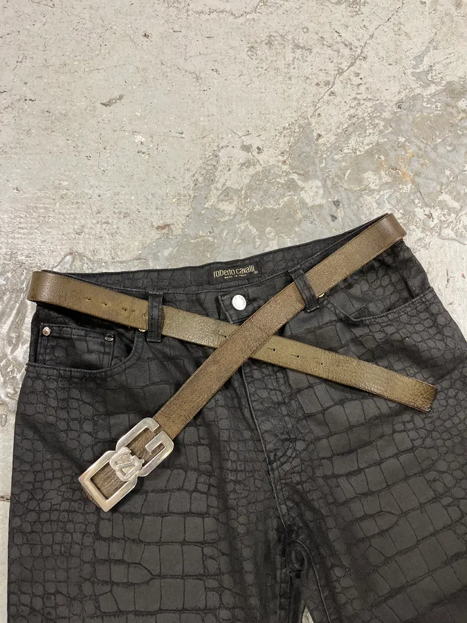 2000s Dolce & Gabbana Brown Propaganda Italian Leather Belt - Image 3