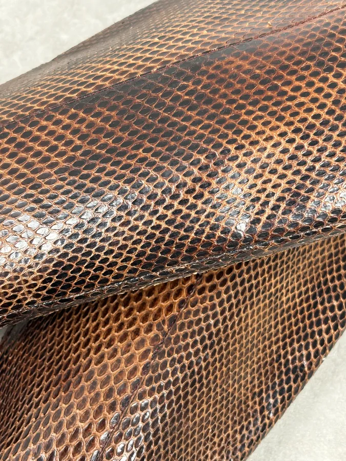 2000s Dolce & Gabbana Brown Python Leather Knee-High Heeled Boots - Image 11