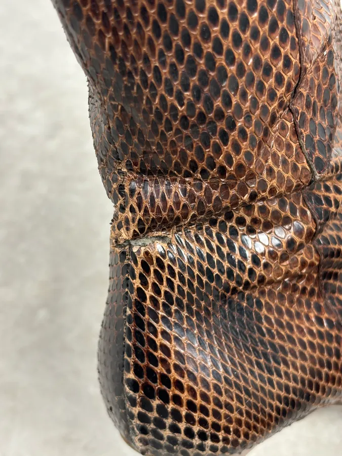 2000s Dolce & Gabbana Brown Python Leather Knee-High Heeled Boots - Image 18