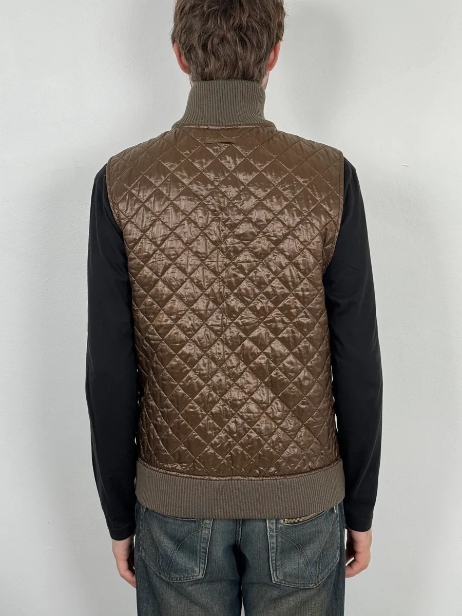 2000s Dolce & Gabbana Brown Quilted Puffer Vest Jacket - Image 3