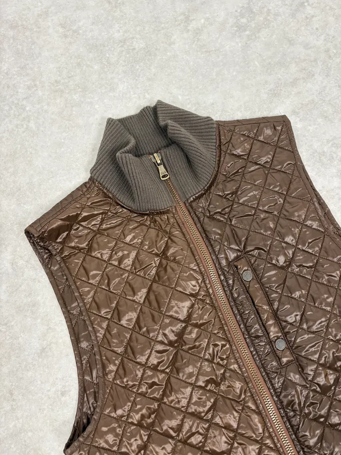 2000s Dolce & Gabbana Brown Quilted Puffer Vest Jacket - Image 5