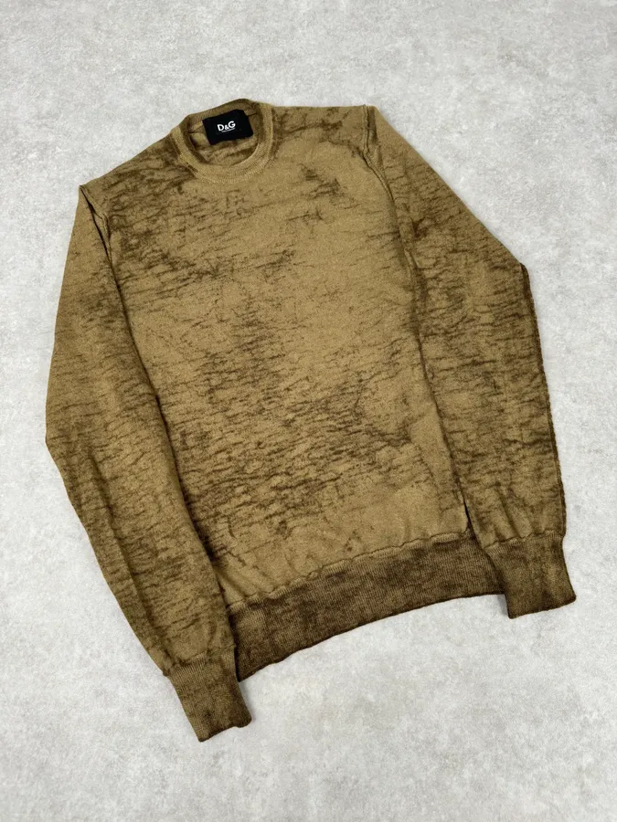 2000s Dolce & Gabbana Brown Sand Wool Sweater - Image 4