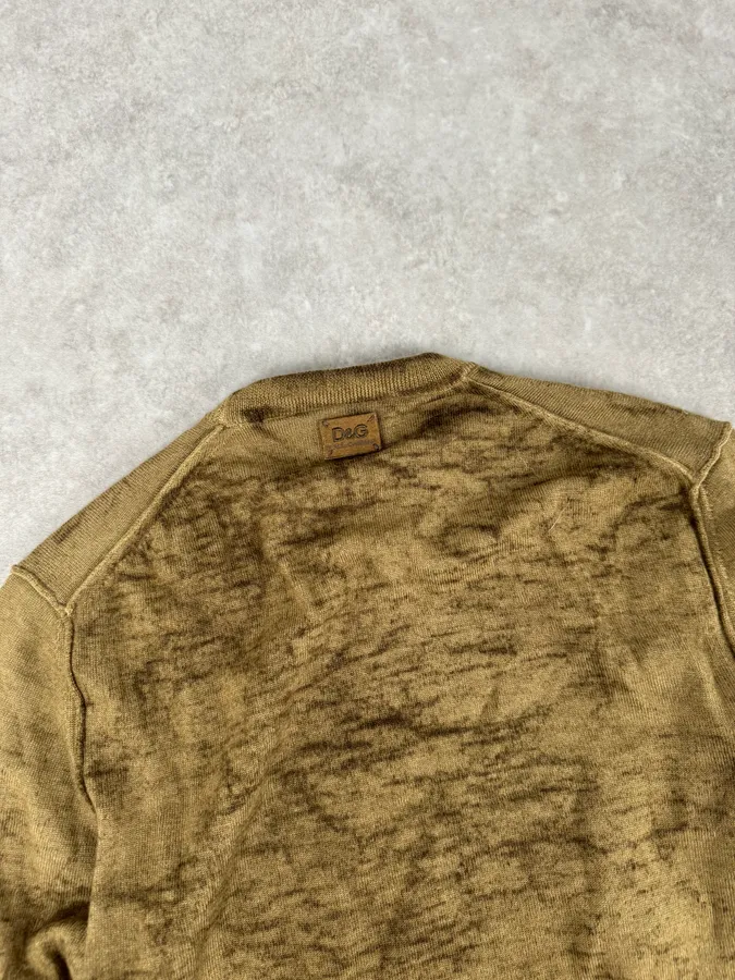 2000s Dolce & Gabbana Brown Sand Wool Sweater - Image 7