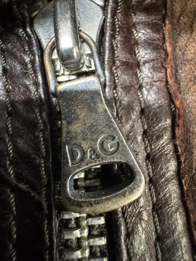 2000s Dolce & Gabbana Brown Shealing Jacket - Image 8