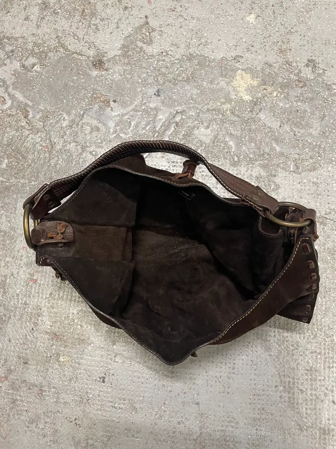 2000s Dolce & Gabbana Brown Suede Leather Bag - Image 6