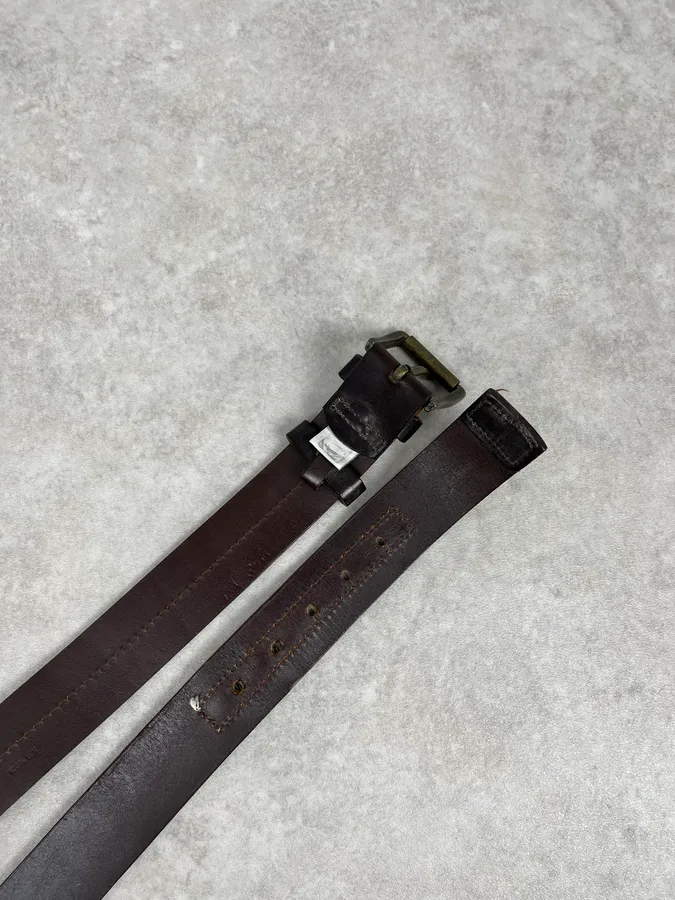 2000s Dolce & Gabbana Brown & White Fur Leather Belt - Image 4