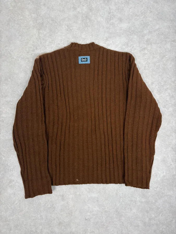 2000s Dolce & Gabbana Brown Wool & Grey Sweater - Image 6