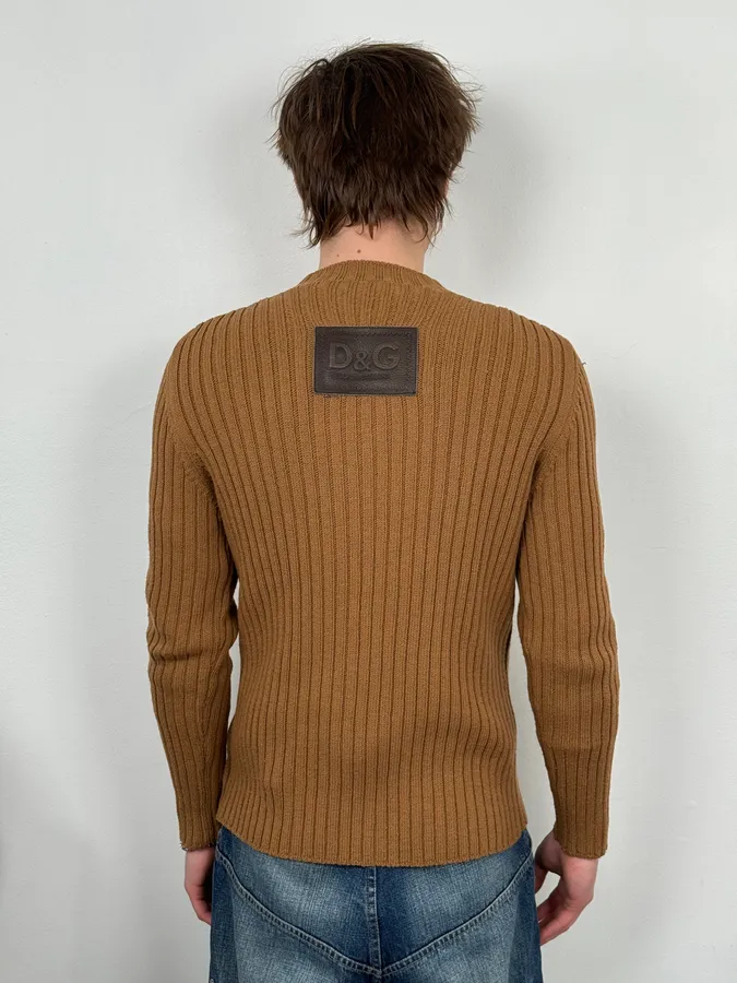 2000s Dolce & Gabbana Brown Wool Sweater - Image 3