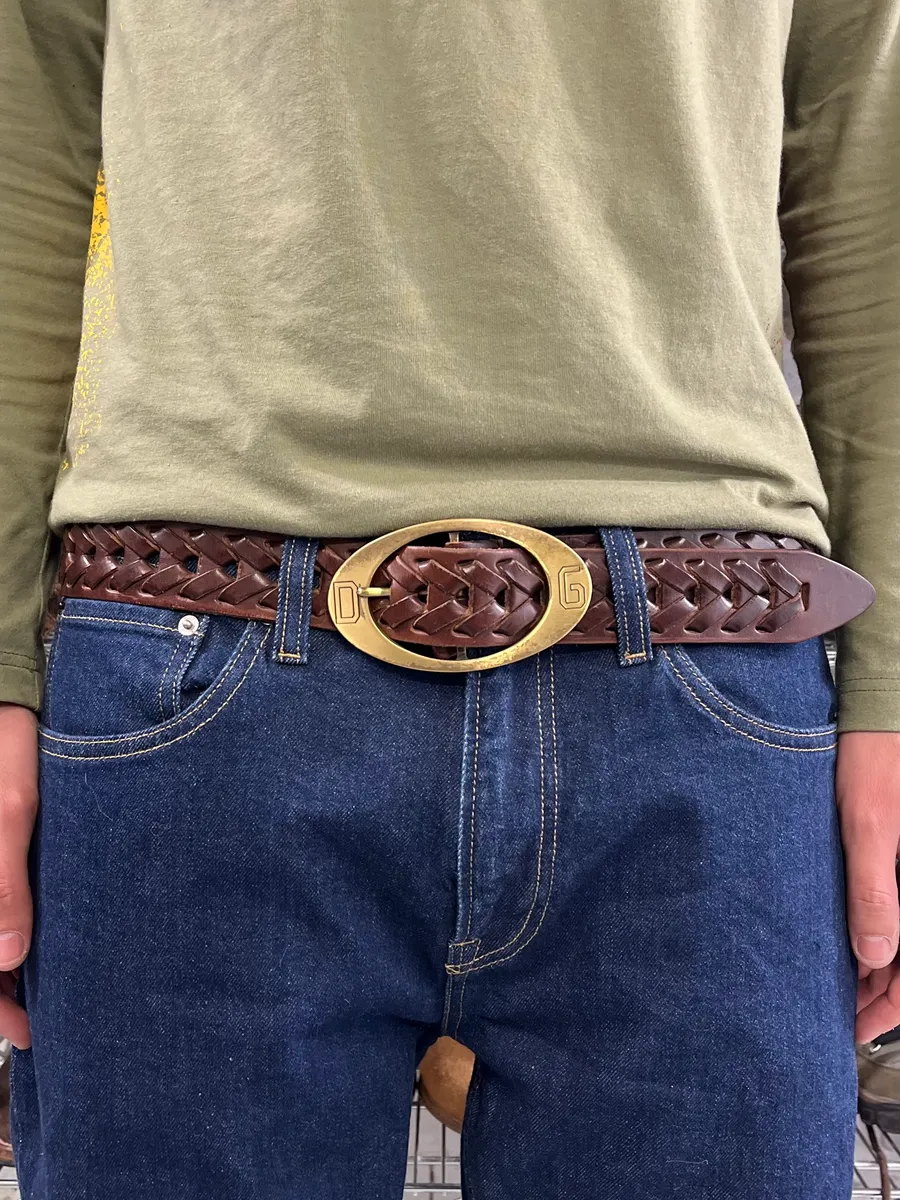 2000s Dolce & Gabbana Brown Woven Leather Belt - Image 2