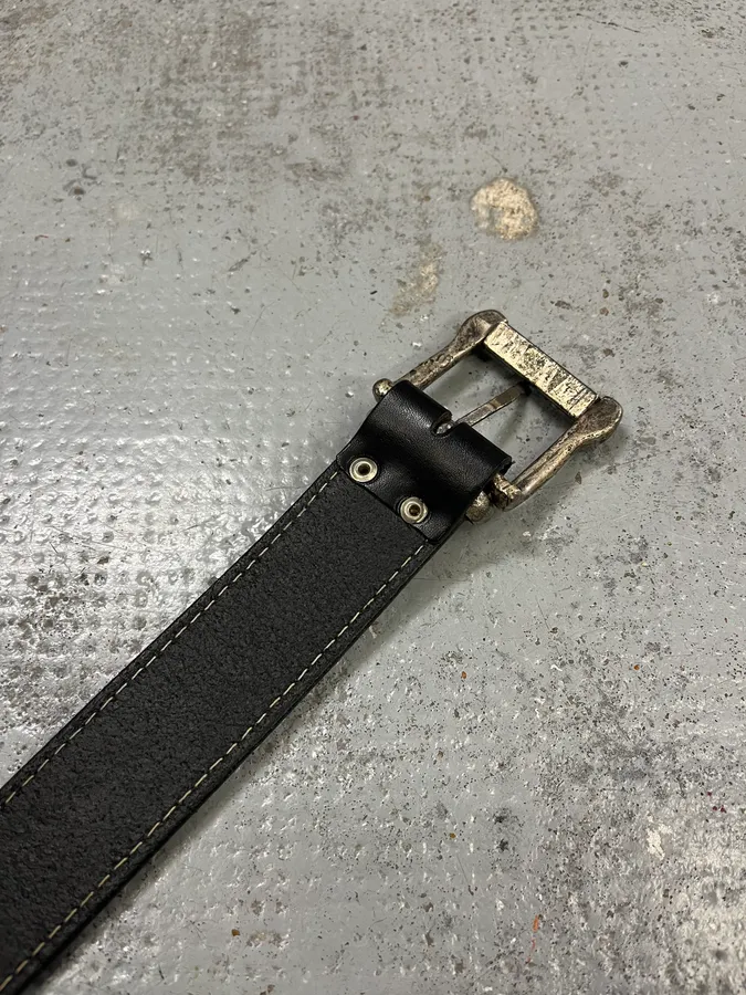 2000s Dolce & Gabbana Brut Buckle Black Leather Belt - Image 7