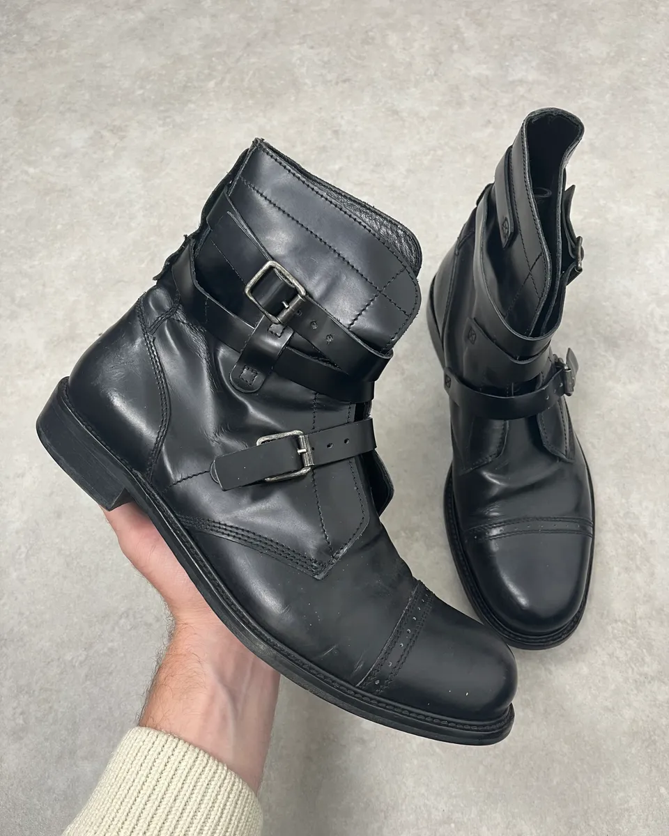 2000s Dolce & Gabbana Buckles Black Leather Boots