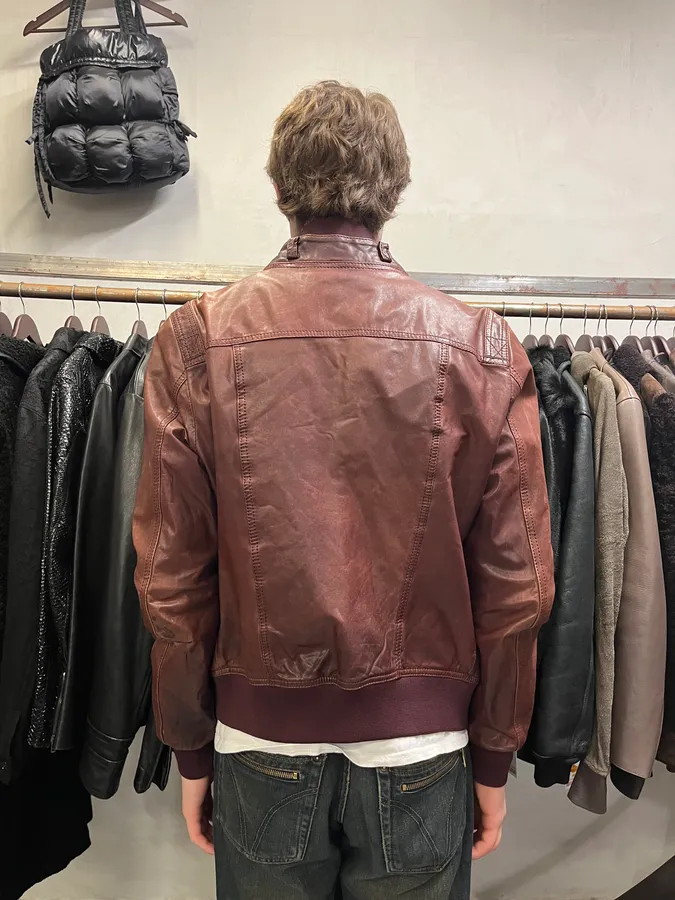 2000s Dolce & Gabbana Burgundy Button Ups Leather Rebel Jacket - Image 3