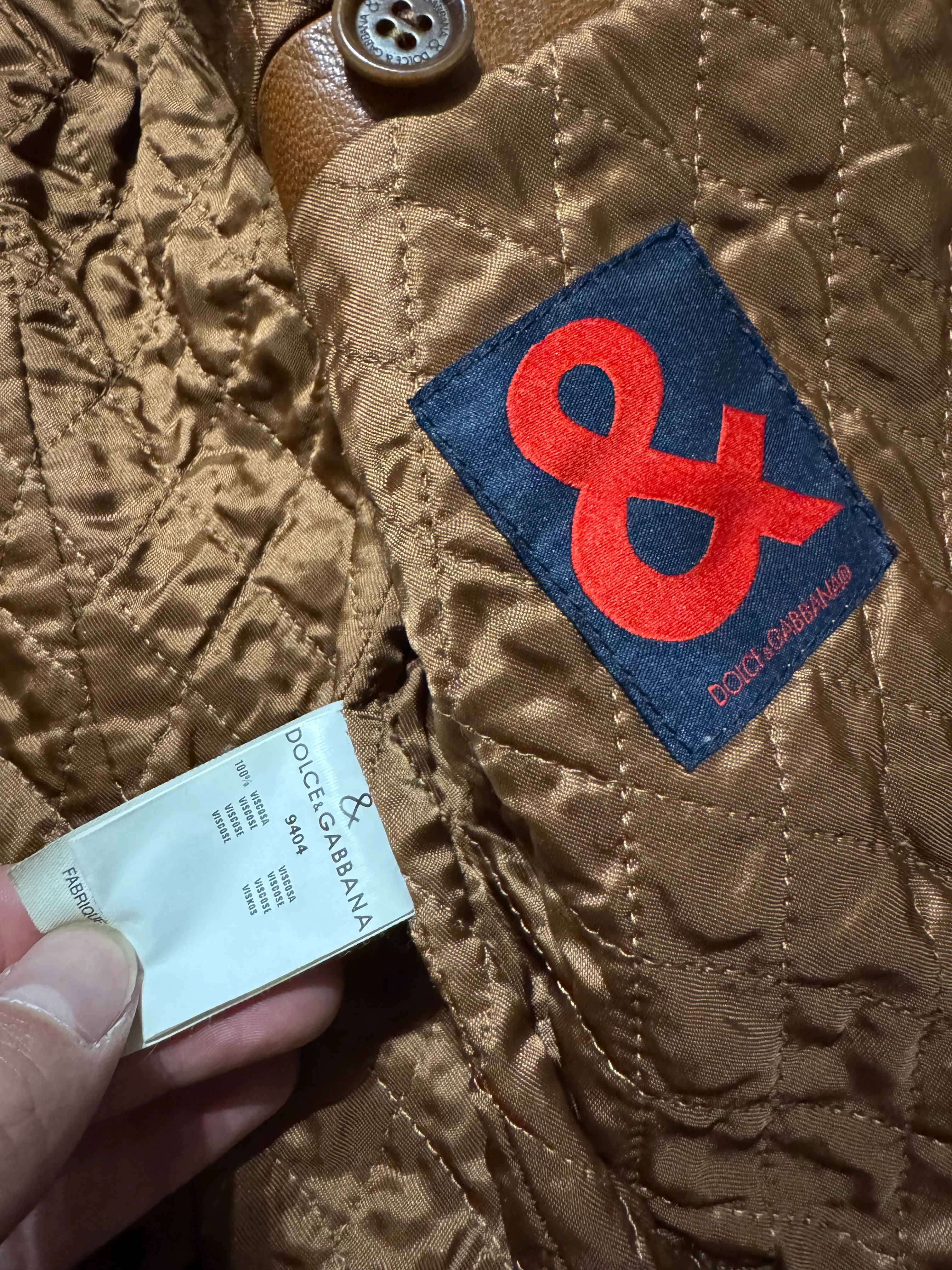2000s Dolce & Gabbana Camel Leather Jacket - Image 8