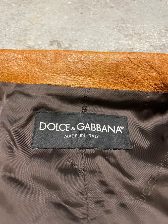 2000s Dolce & Gabbana Camel Multi Zips Biker Leather Jacket - Image 8