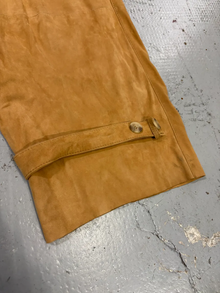 2000s Dolce & Gabbana Camel Suede Leather Cargo Pants - Image 9