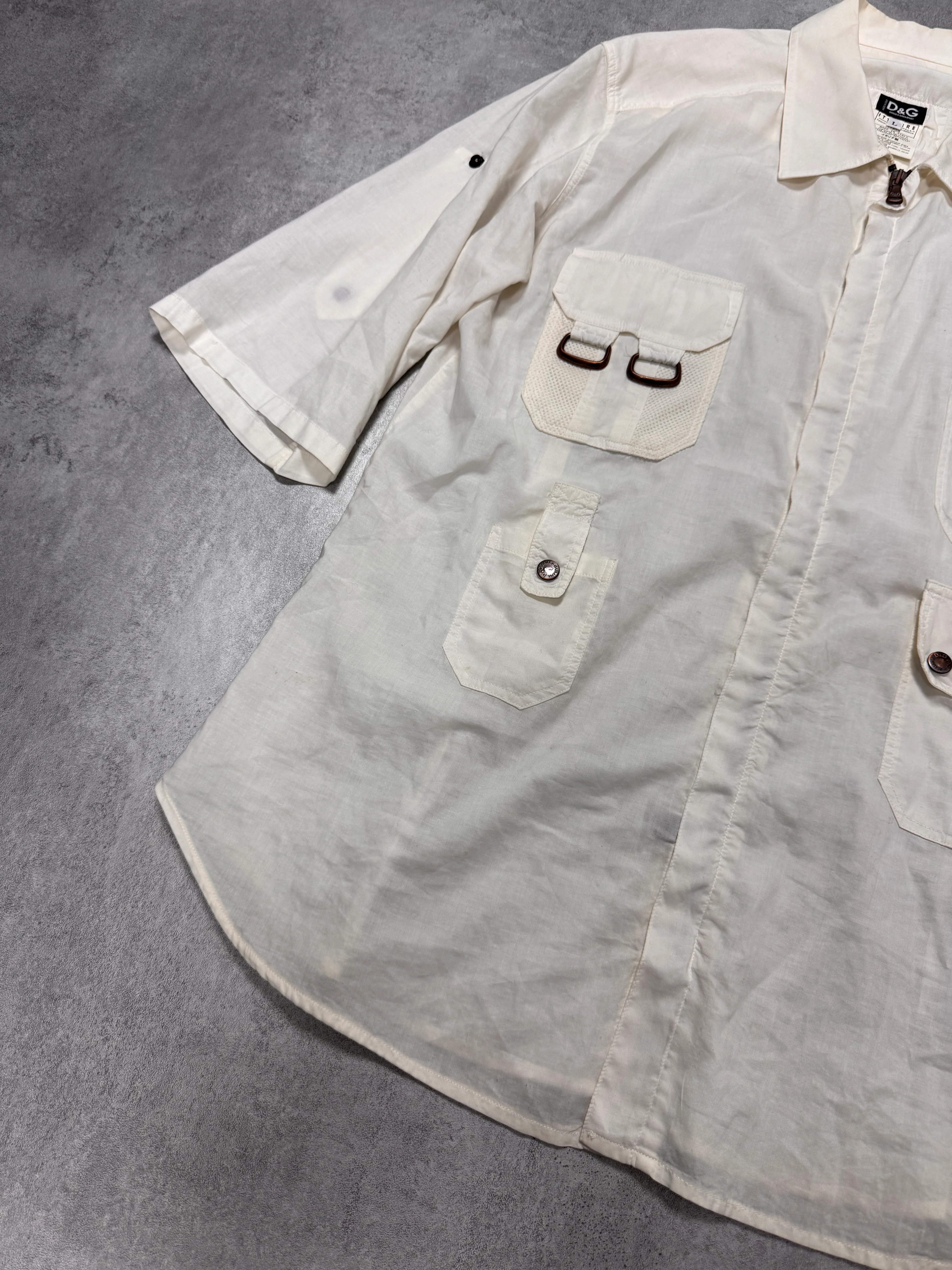 2000s Dolce & Gabbana Cargo Army White Shirt - Image 3