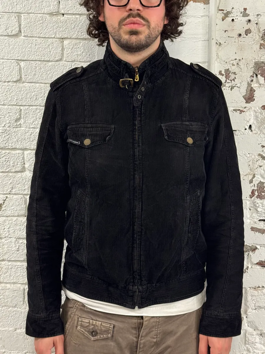 2000s Dolce & Gabbana Cargo Black Corduroy Jacket - Image 2