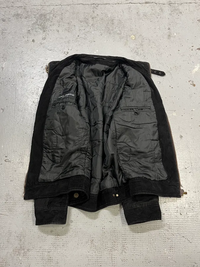 2000s Dolce & Gabbana Cargo Black Corduroy Jacket - Image 8
