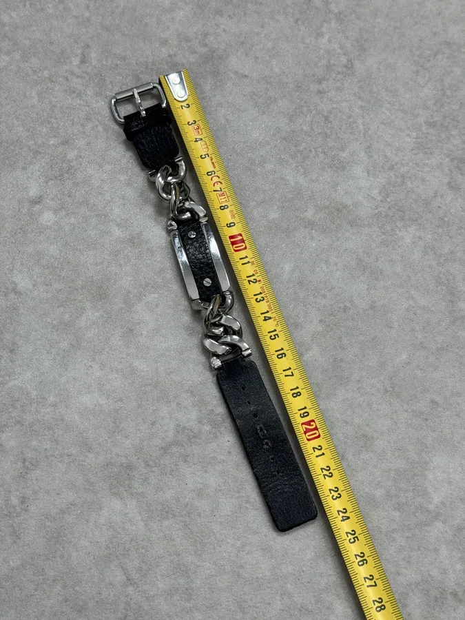 2000s Dolce & Gabbana Chain Black Leather Bracelet - Image 8