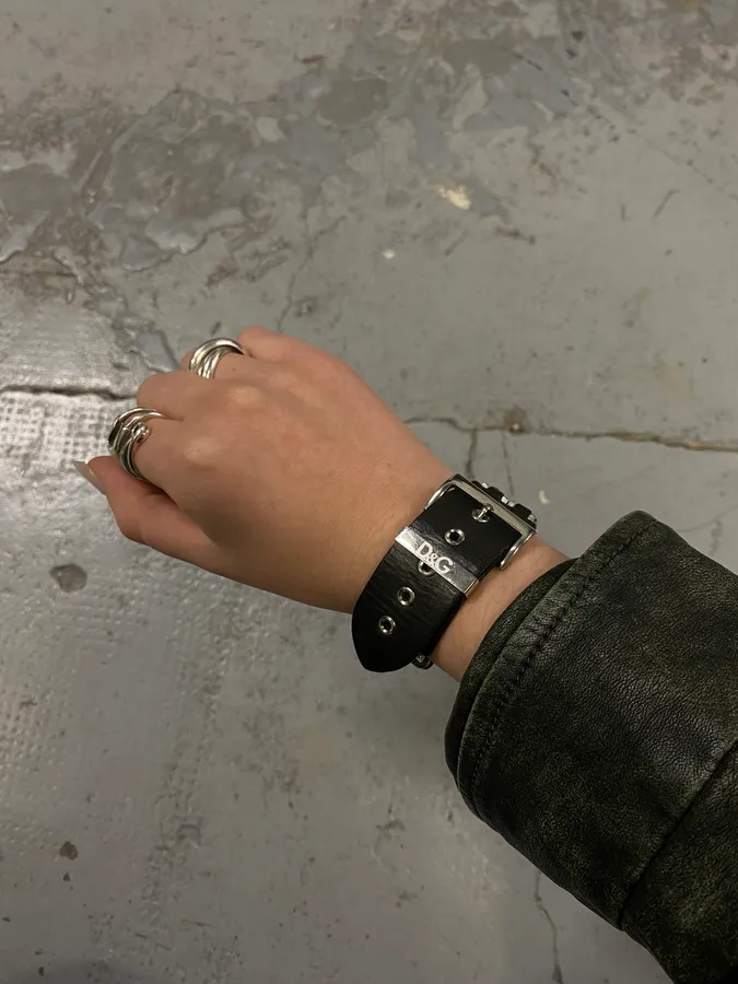 2000s Dolce & Gabbana Chain Leather Bracelet