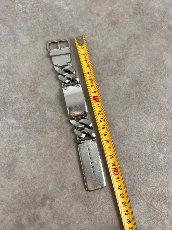 2000s Dolce & Gabbana Chain Silver Leather Bracelet - Image 6