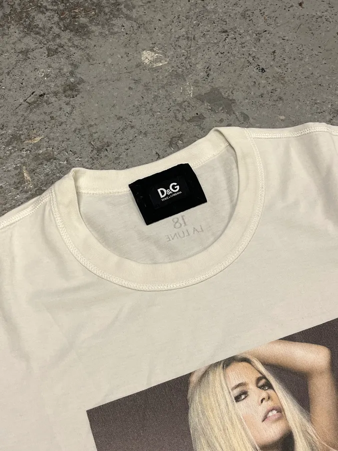 2000s Dolce & Gabbana Claudia Schiffer Naked White T-Shirt - Image 6