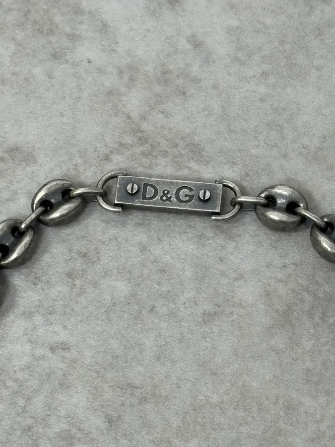 2000s Dolce & Gabbana Coffee Bean Steel Necklace Chain - Image 5