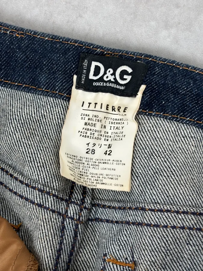 2000s Dolce & Gabbana Cognac Suede Two-Tone Contrast Panel Jeans - Image 11