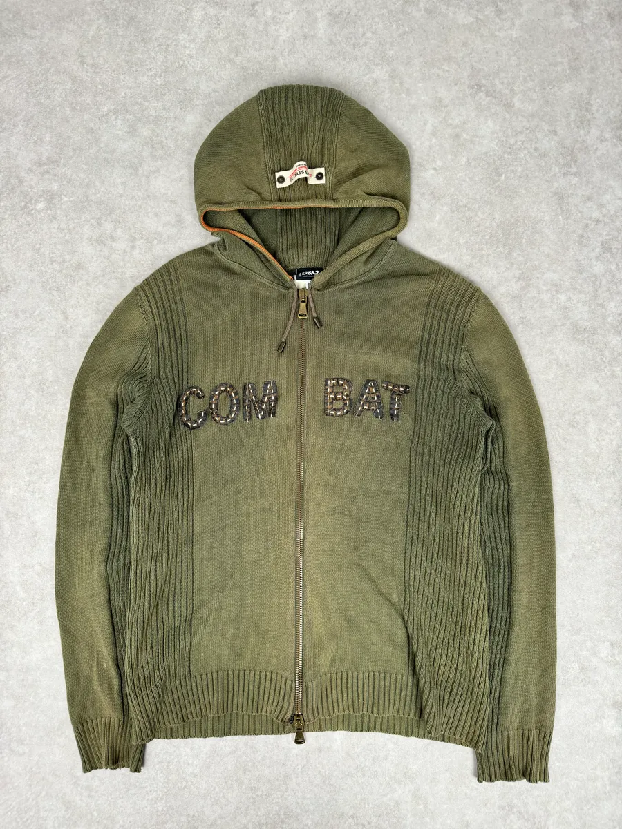 2000s Dolce & Gabbana Combat Khaki Zip-Up Hoodie
