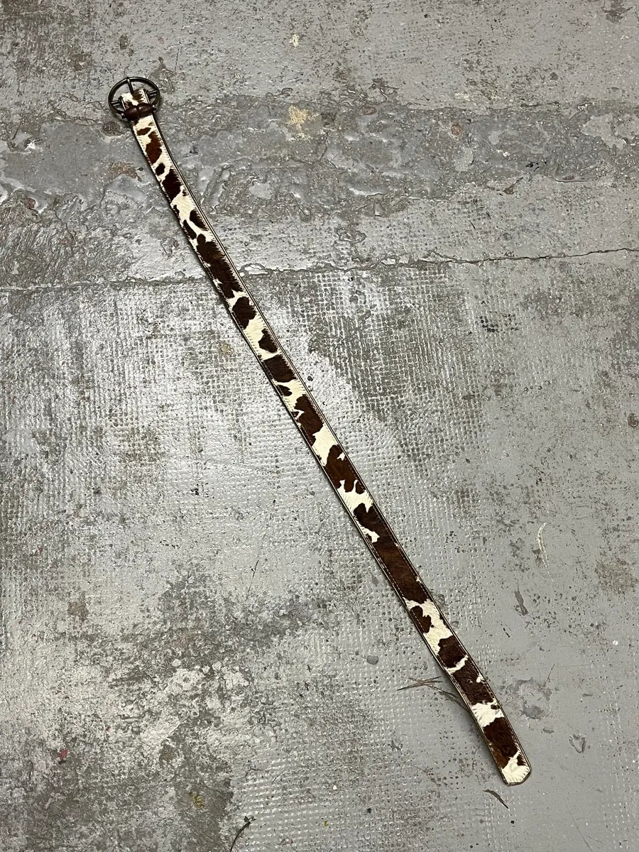 2000s Dolce & Gabbana Cow Fur Leather Belt - Image 6