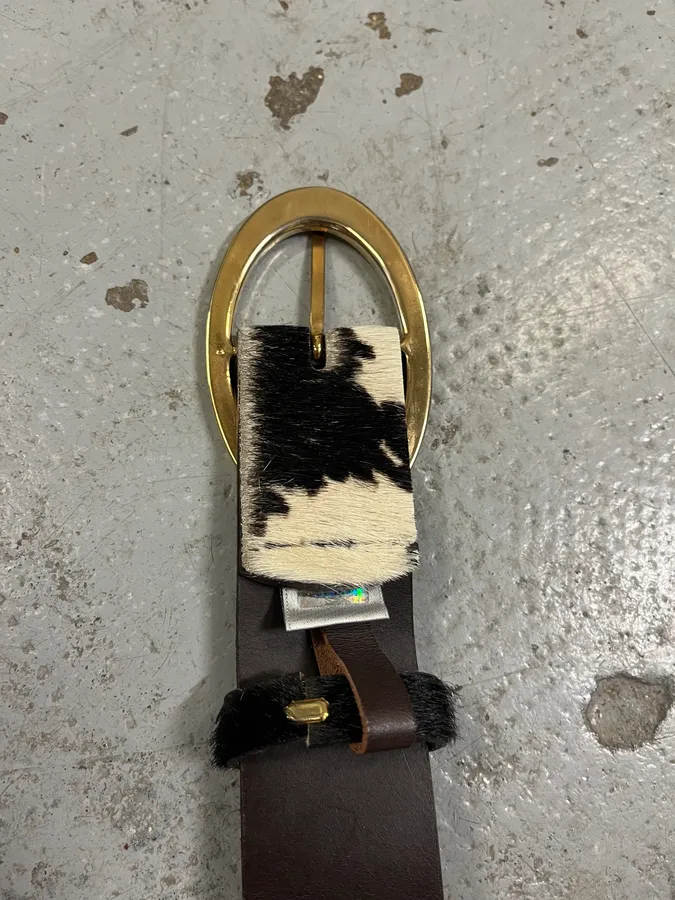 2000s Dolce & Gabbana Cow Pony Hair Leather Belt - Image 7
