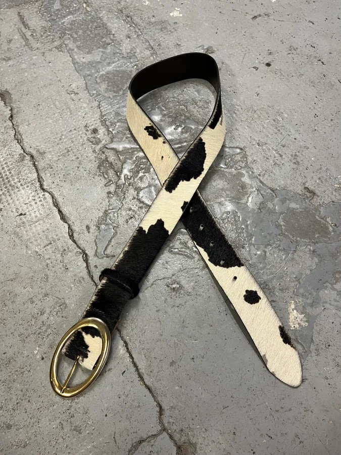 2000s Dolce & Gabbana Cow Pony Hair Leather Belt - Image 8