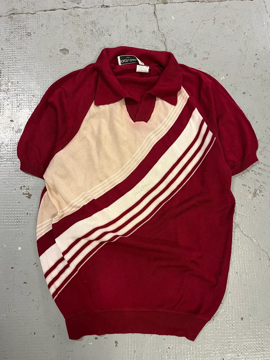 2000s Dolce & Gabbana Cross Lines Red Polo