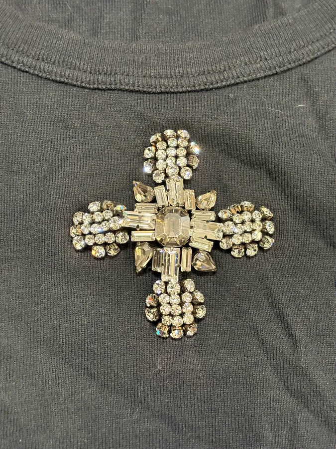 2000s Dolce & Gabbana Cross Ornament Black Tank Top - Image 7
