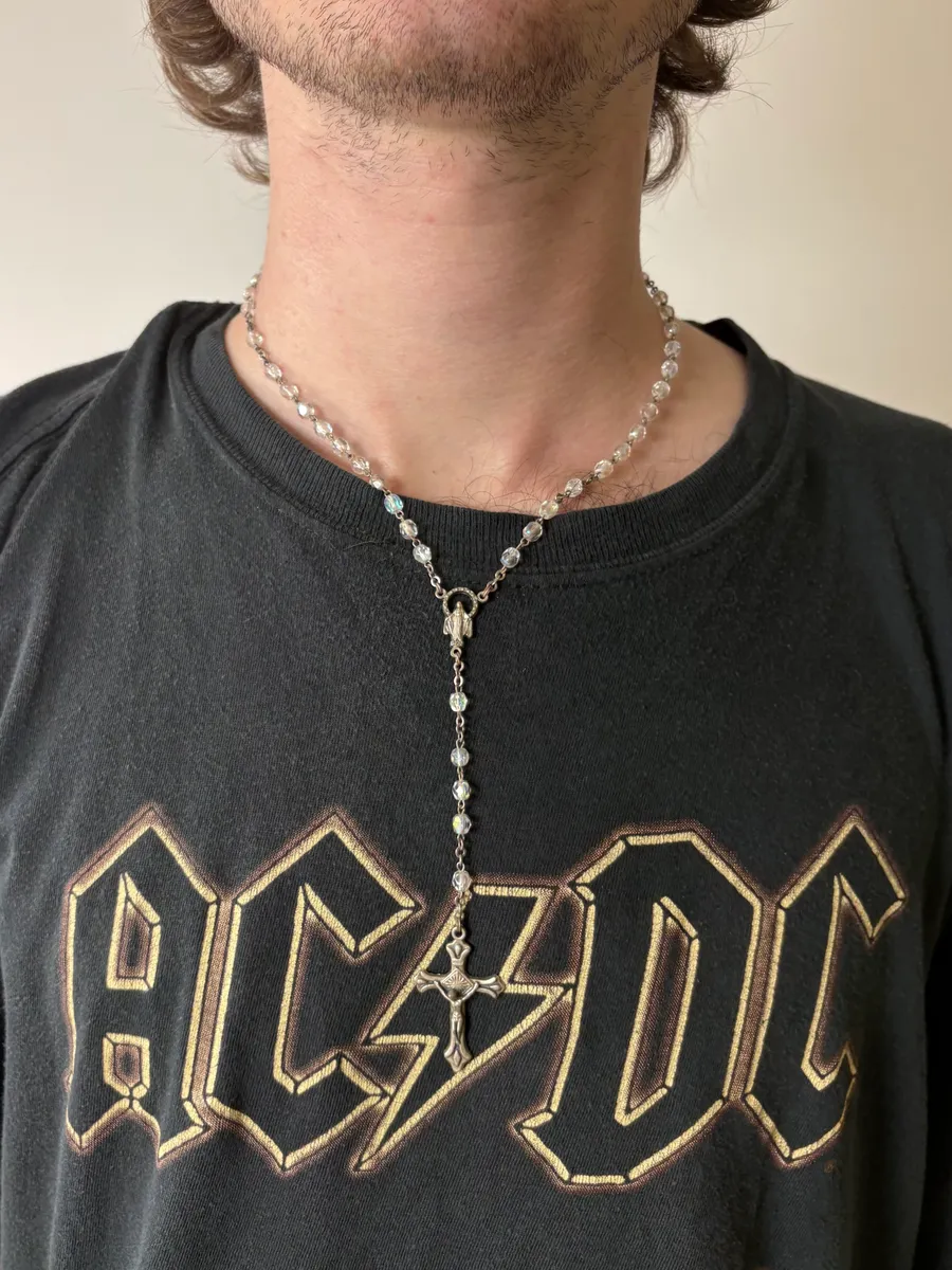 2000s Dolce & Gabbana Crystal Trompe Loeil Beaded Rosary Necklace - Image 2