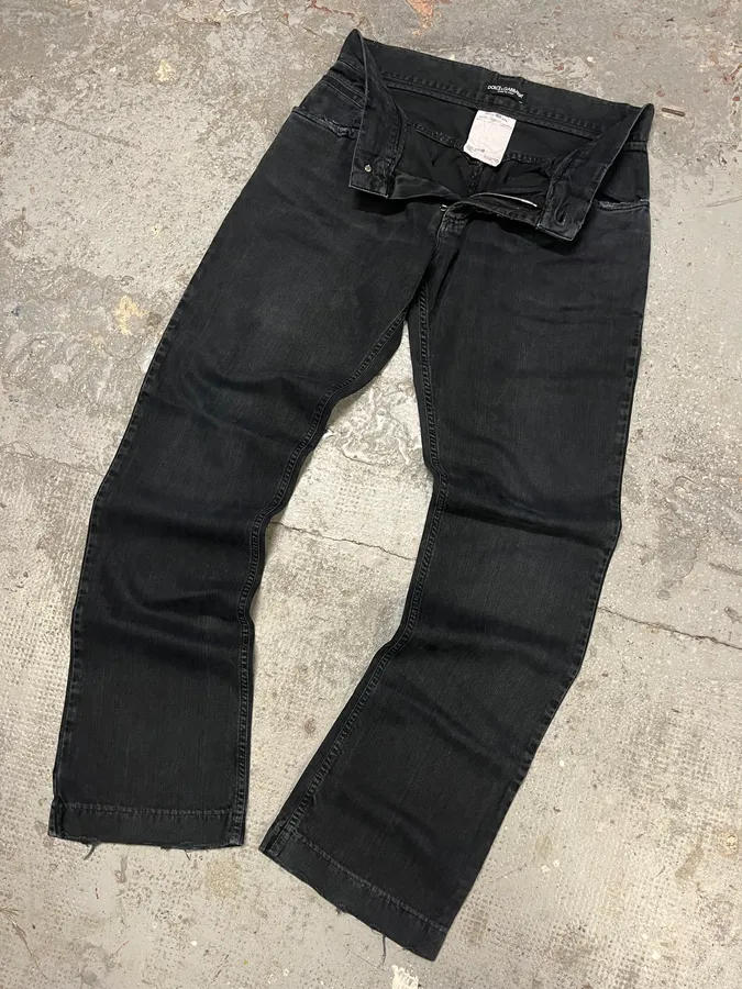 2000s Dolce & Gabbana Dark Obscure Grey Denim Jeans - Image 6