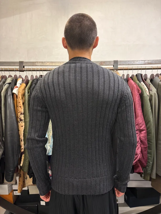 2000s Dolce & Gabbana Dark Wool Cardigan Sweater - Image 3