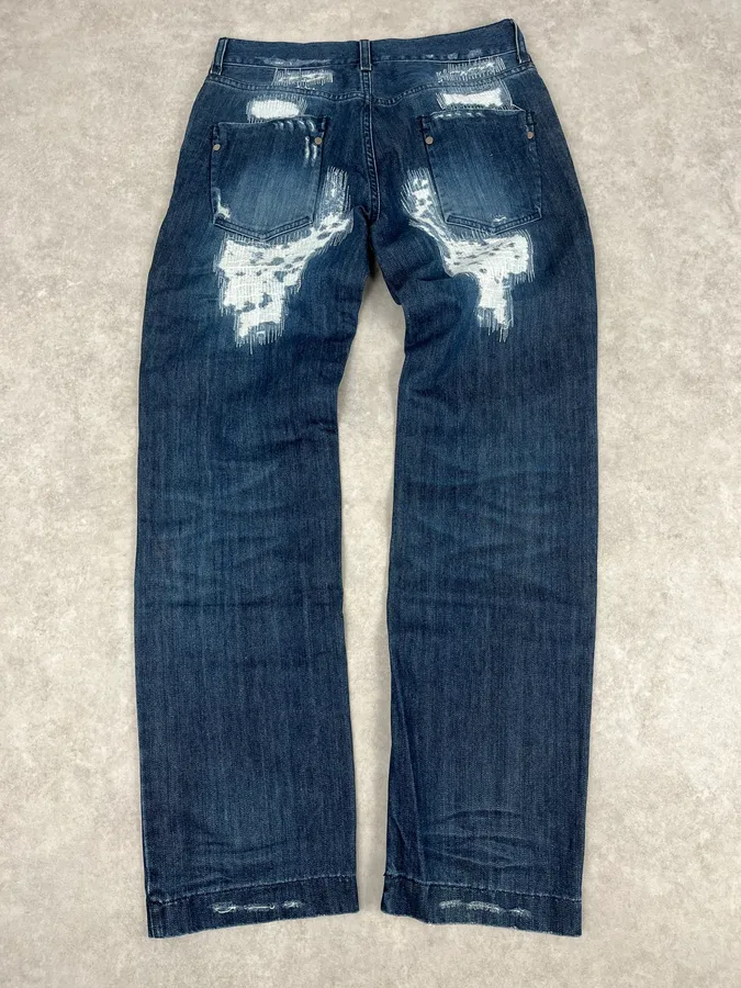 2000s Dolce & Gabbana Destroyed Blue Denim Jeans - Image 7