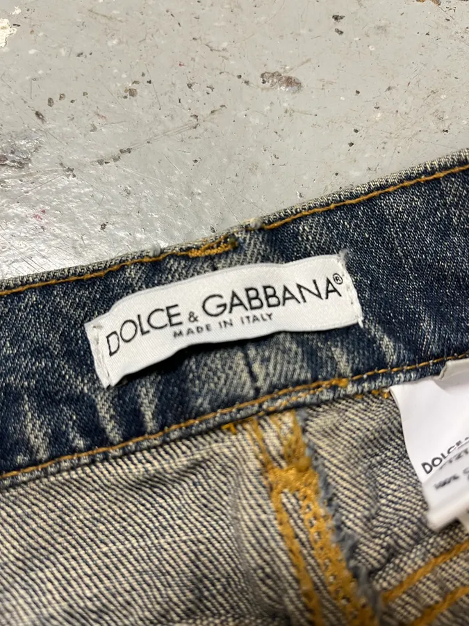 2000s Dolce & Gabbana Destroyed Blue Denim Jeans - Image 11