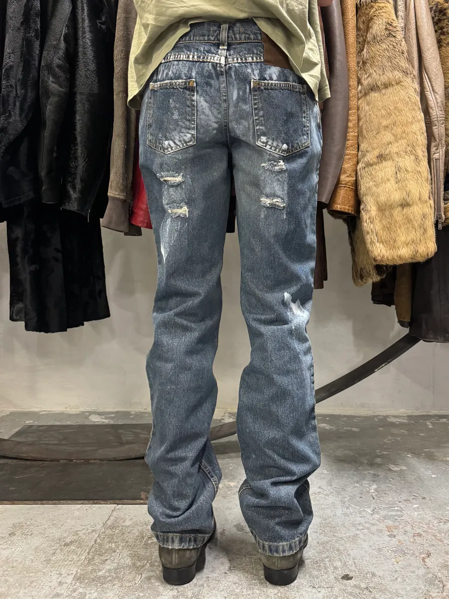 2000s Dolce & Gabbana Destroyed Blue Denim Jeans - Image 5
