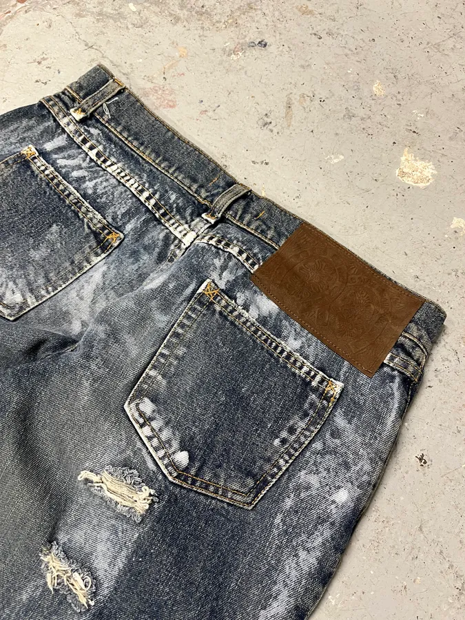 2000s Dolce & Gabbana Destroyed Blue Denim Jeans - Image 9