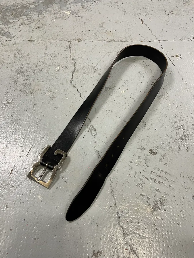 2000s Dolce & Gabbana DG Black Leather Belt - Image 3