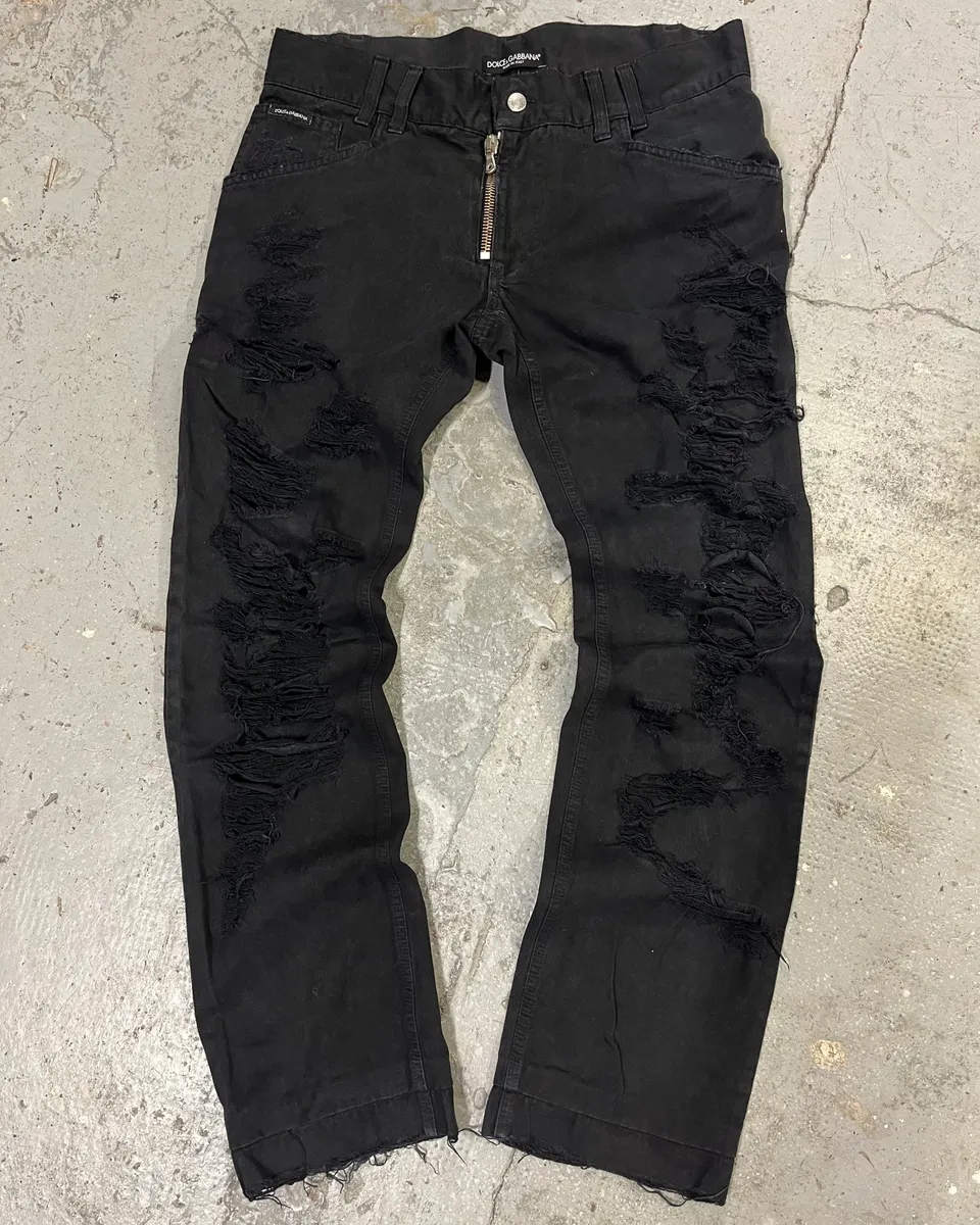 2000s Dolce & Gabbana Distressed Black Pants